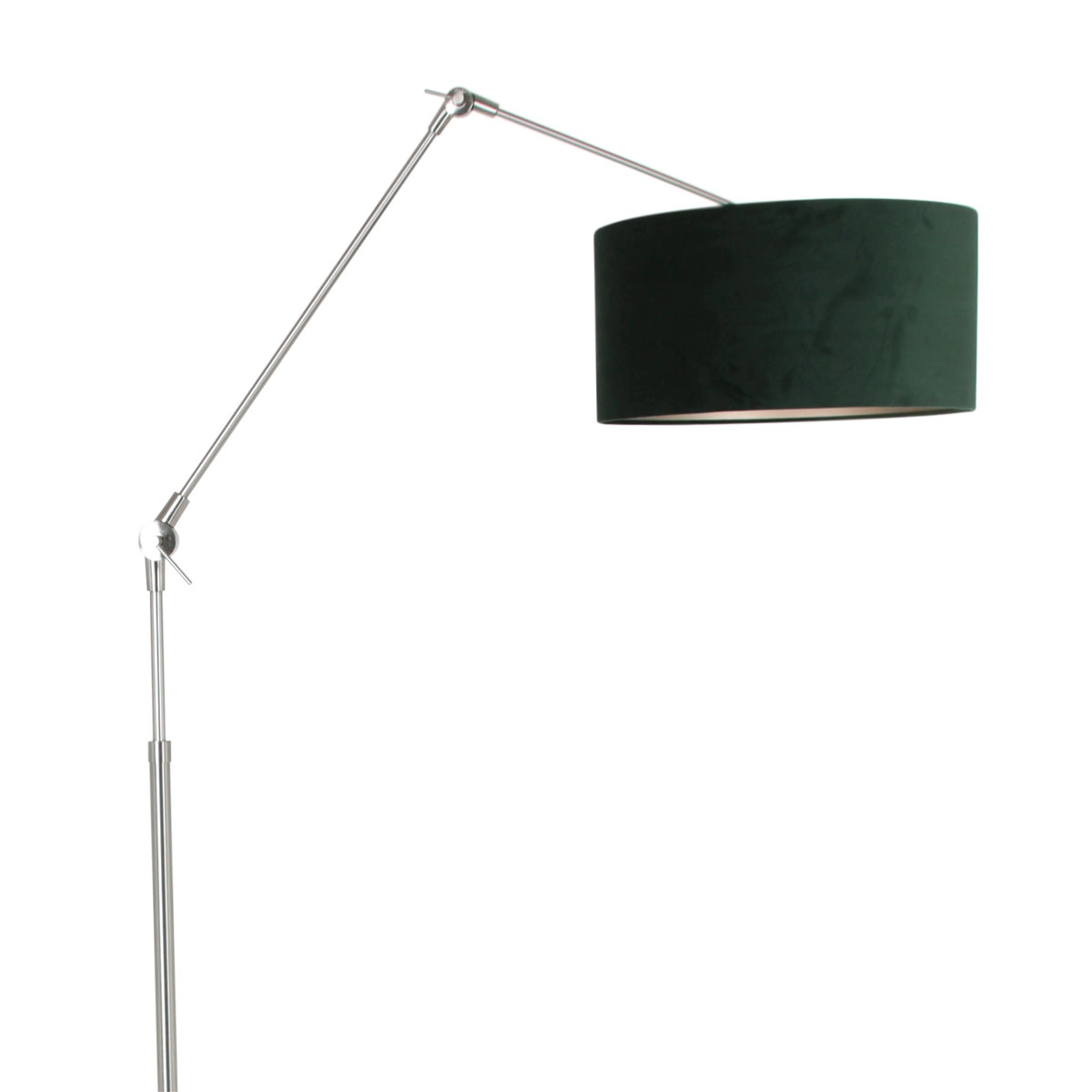 Lampe de lecture au sol Prestige Chic Acier inoxydable avec abat-jour en velours vert de 40 cm Steinhauer 8712746145731