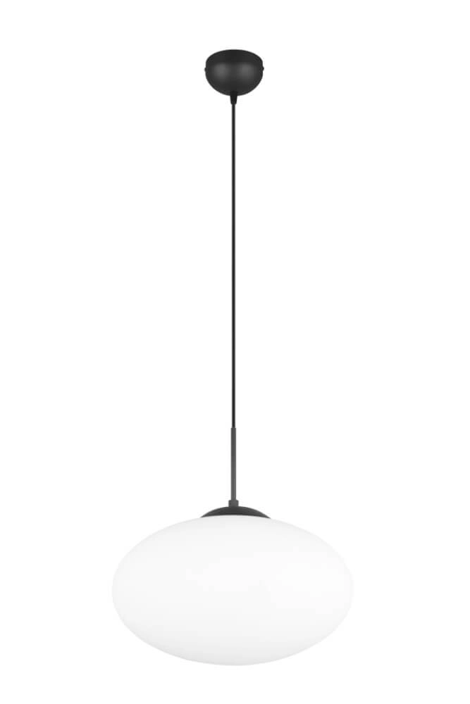 Lampe à suspension ovale Fomento Ø 40cm - noir avec verre blanc Trio 4017807616224