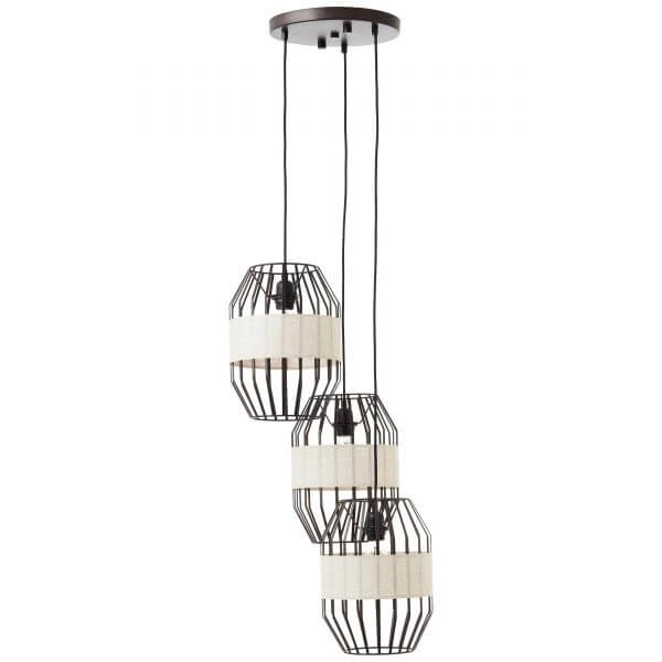 Lampe suspendue Slope 3 lumières noir avec couleur sable Brilliant 4004353394652