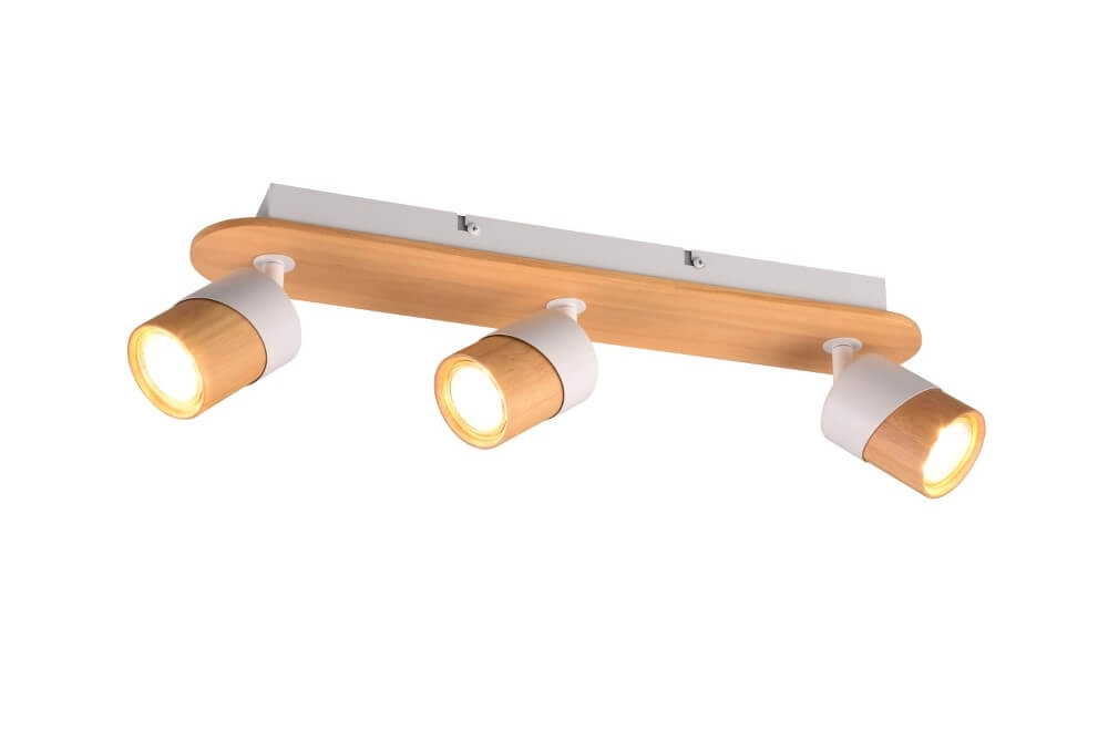 Plafonnier bois et blanc Aruni 3 lumières Trio 4017807565676