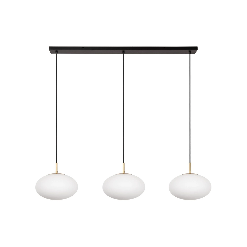 Lampe pendante à 3 lampes Elysee Design noir avec opale