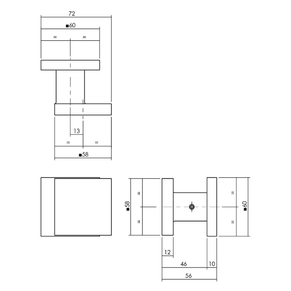 Poignée de porte avant carrée Castor Montage unilatéral en aluminium Intersteel 8714186538456