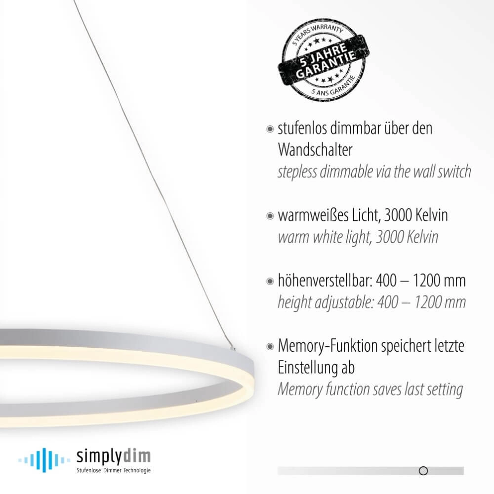 Lampe suspendue moderne Titus Ø 80cm blanc Paul Neuhaus 4012248365373