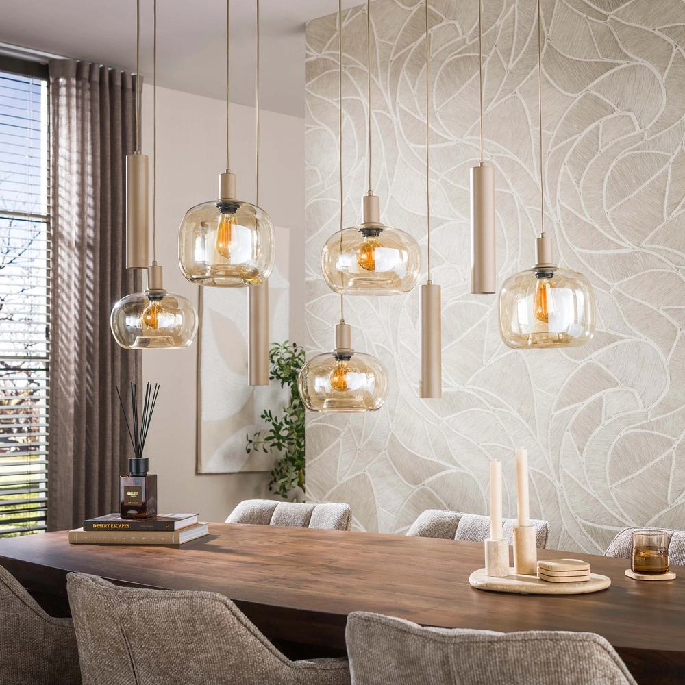 Lampe pendante moderne Serene Brun sable clair à 9 Lyora 8716803514829