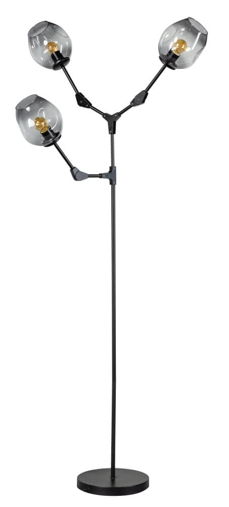 Lampadaire Lime 3 lumières noir avec verre fumé Lampadaire Lime 3 lumières noir avec verre fumé