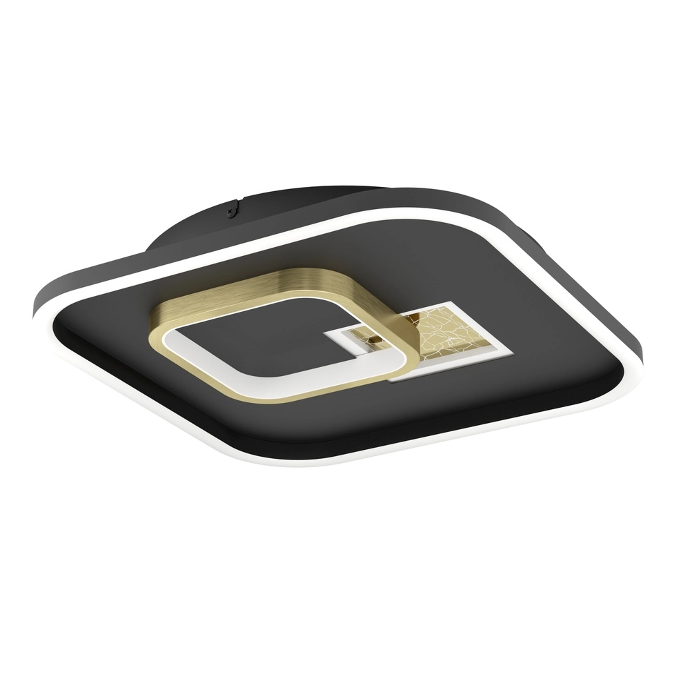 Lampe de plafond à design Tiriolo LED - Noir avec or - 38x38cm