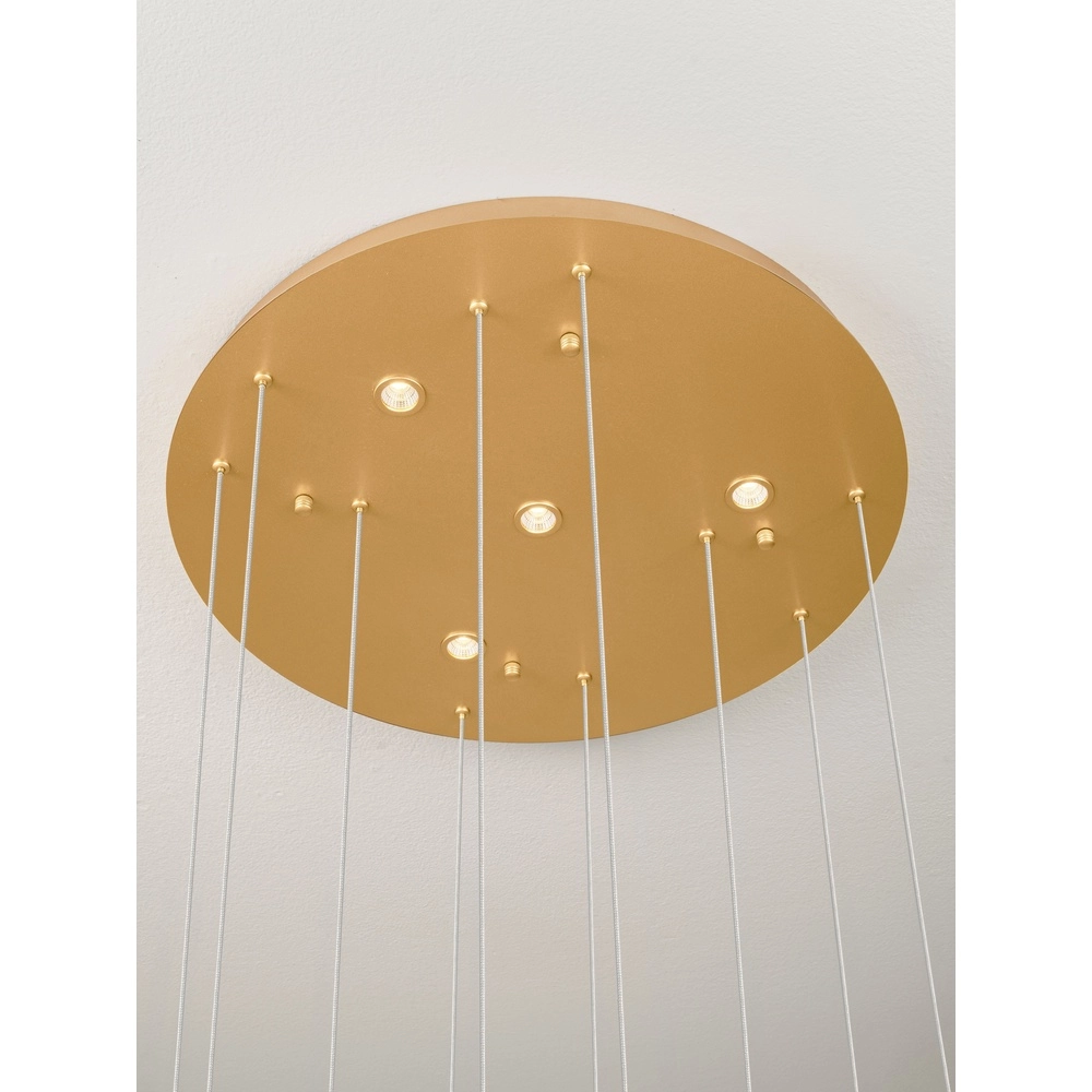 Lampe pendante dorée Avesa avec du verre transparent Ø 60 cm Lyora 5212063500433