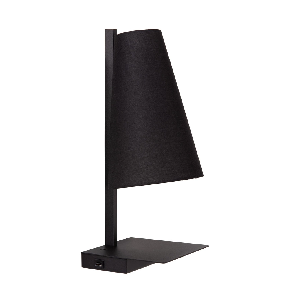 Lampe de chevet conçue Gregory noir avec un point de charge USB