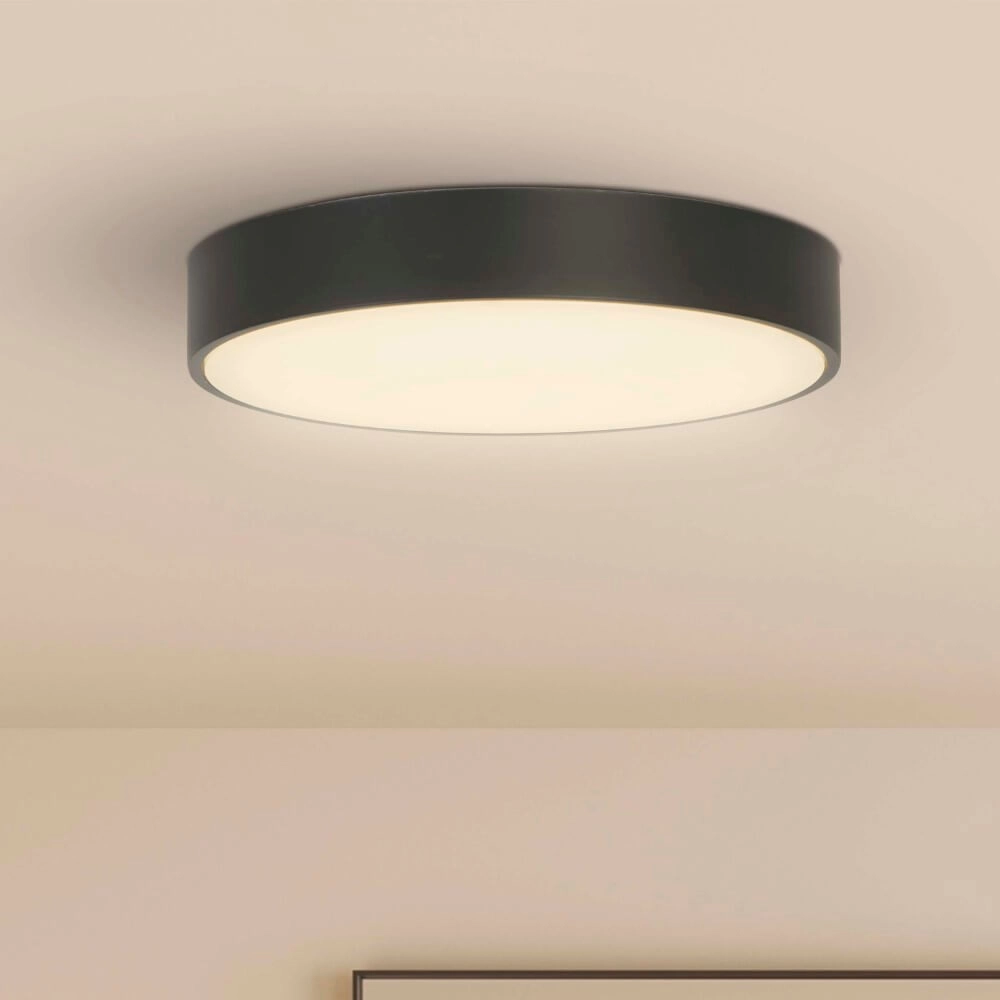 Plafonnier Palma Noir avec fenêtre blanche Searchlight 5053423273303