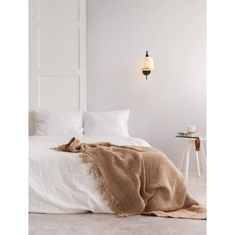Applique murale Intra noir avec capuchon en bambou Lyora 5212017454812
