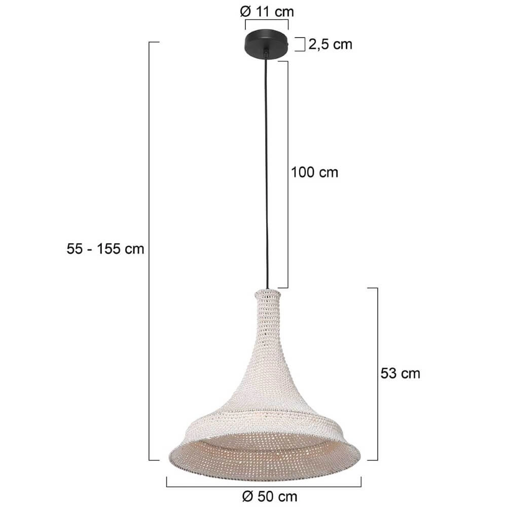 Lampe suspendue Ø 60cm Marrakesch de corde blanche Steinhauer 8712746161502