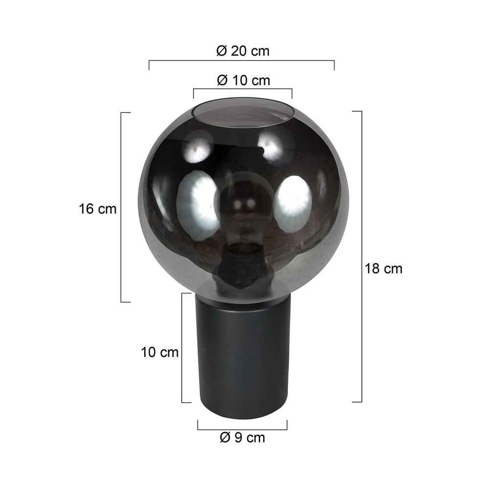 Lampe de table Bloeba boule de verre fumé Ø 20cm Steinhauer 8712746181159