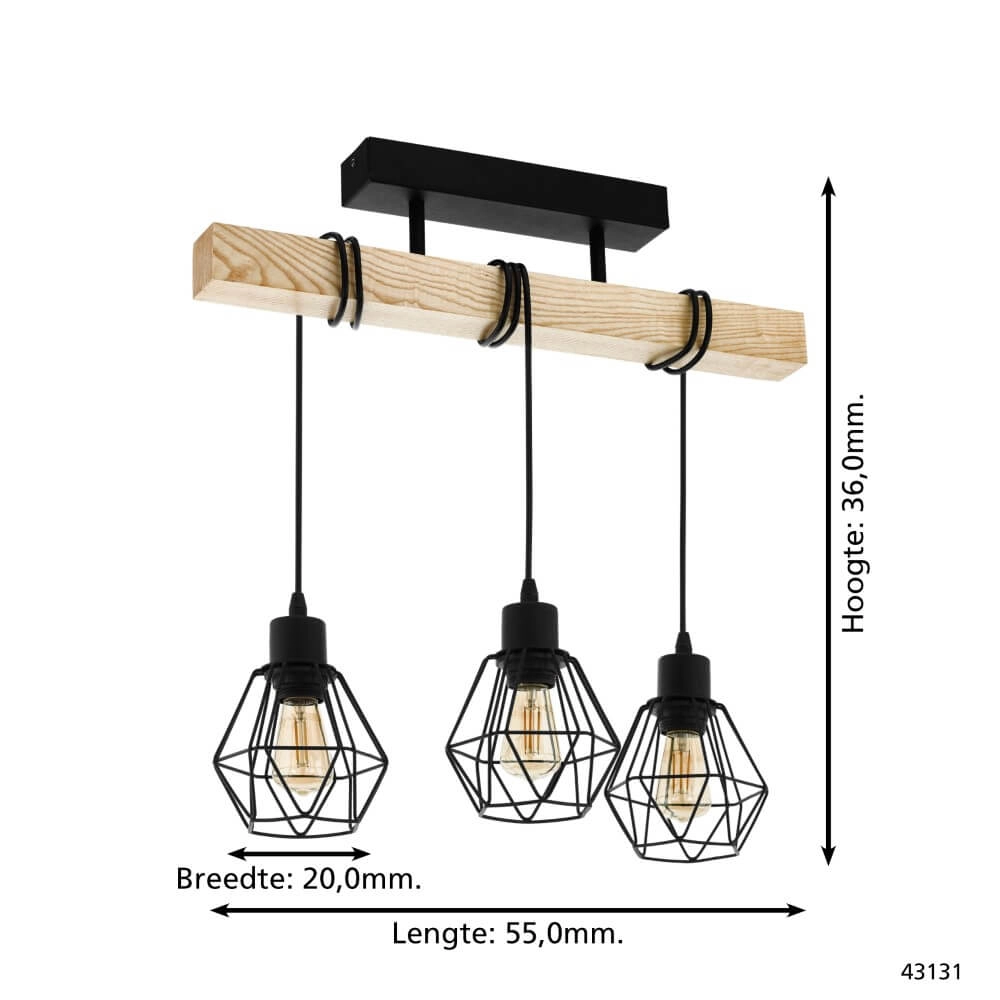 Plafonnier en bois Townshend 5 Eglo 9002759440749