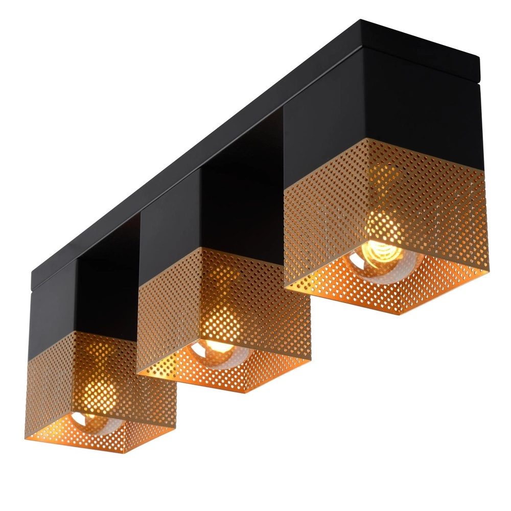 Lampe de plafond à design Renate 3 noir clair avec or Lucide 5411212211262