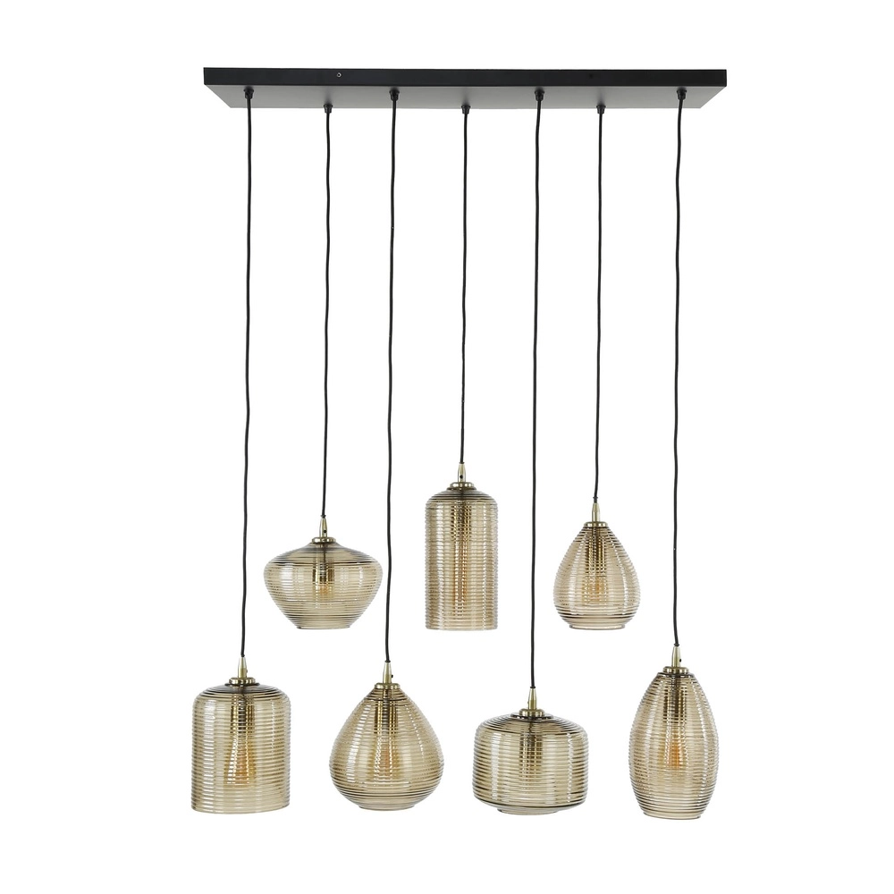 Lampe pendante de salle à manger Stripe 7 lumières - verre nervuré Lyora 8716803511125