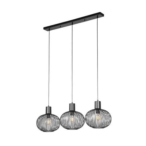 Lampe suspendue pour salle à manger Gila 3 lumières - noir
