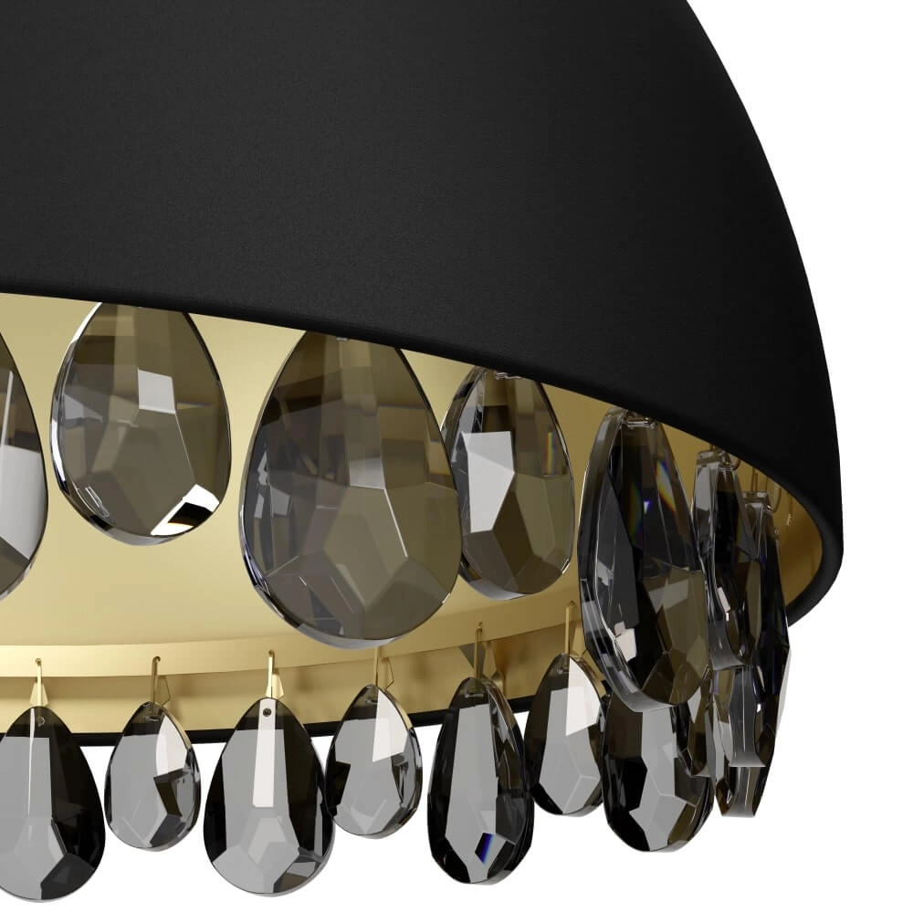 Black hanging lamp with crystal Gaetano 2 Ø 45cm Stars of Light 9002759399498