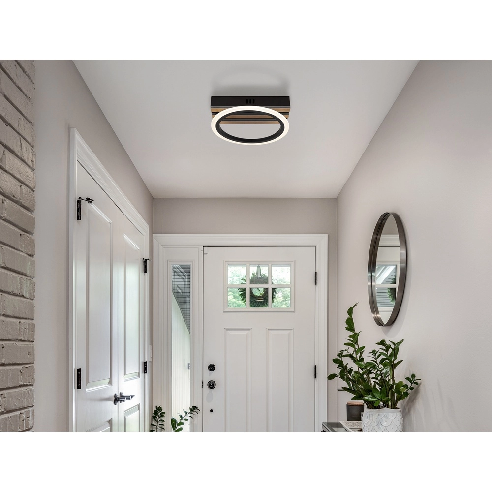 Lampe de plafond Blevins noir avec bois Globo 9007371569168