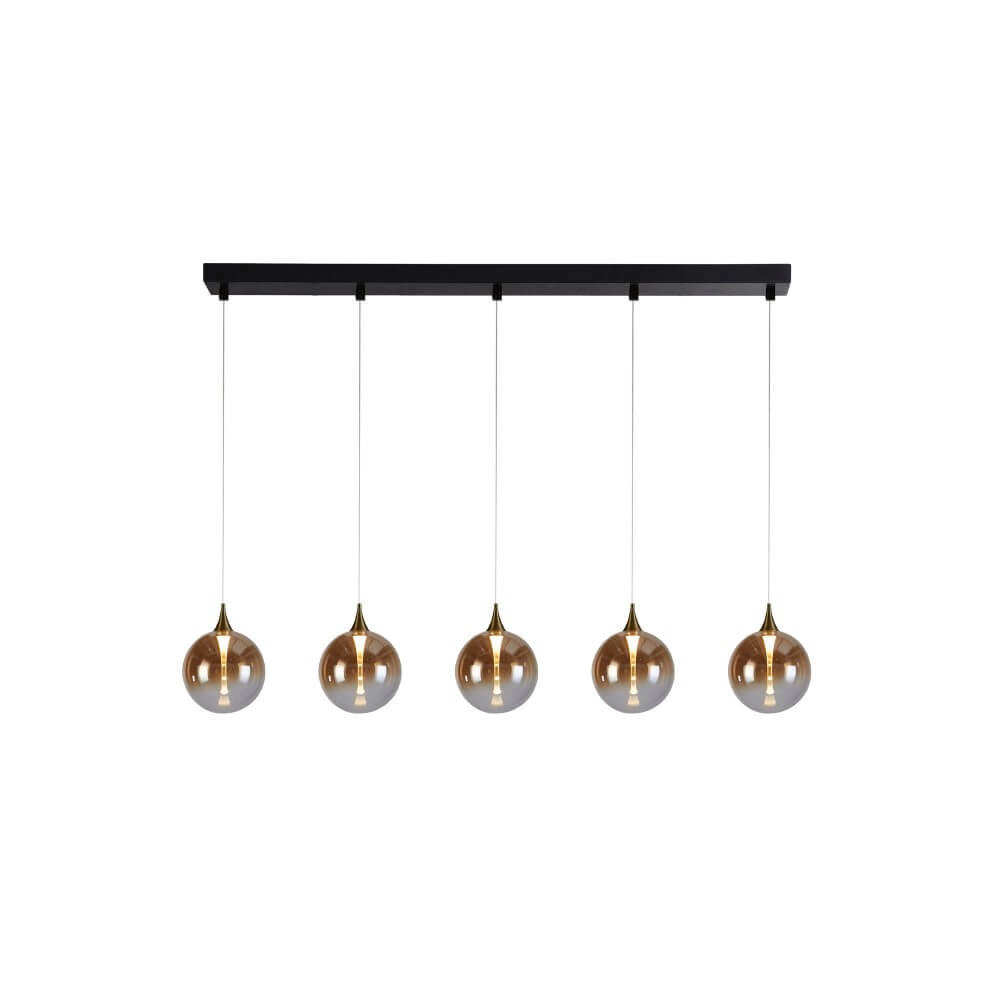 Suspension 5 lumières Alchemy Verre ambré
