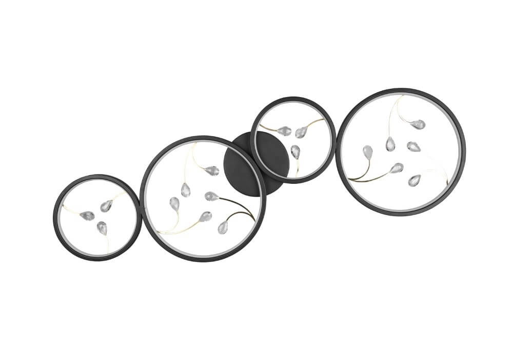 Plafonnier LED noir Groovy 4 lumières Trio 4017807541885