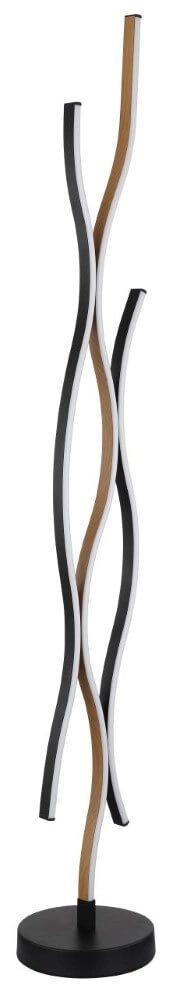 Lampadaire Geronimo noir avec du bois Globo 9007371457045