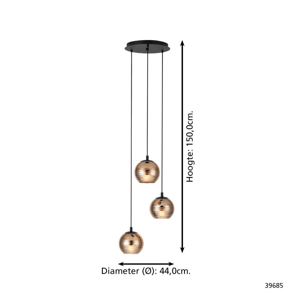 Lampe suspendue 3 lumières Lemorieta noir Stars of Light 9002759396855