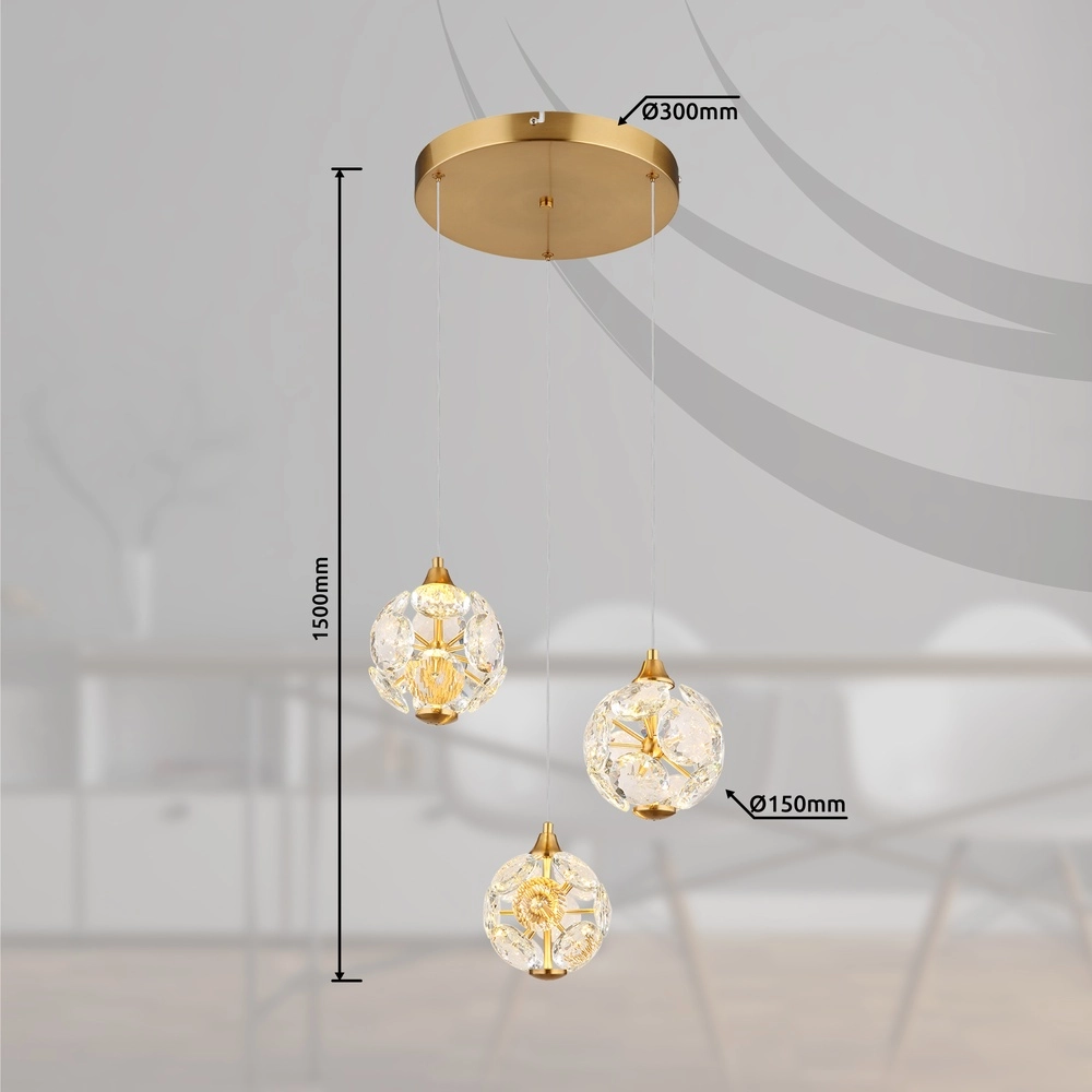 Lampe pendante à 3 lampes Virina or Ø 65cm Globo 9007371449620