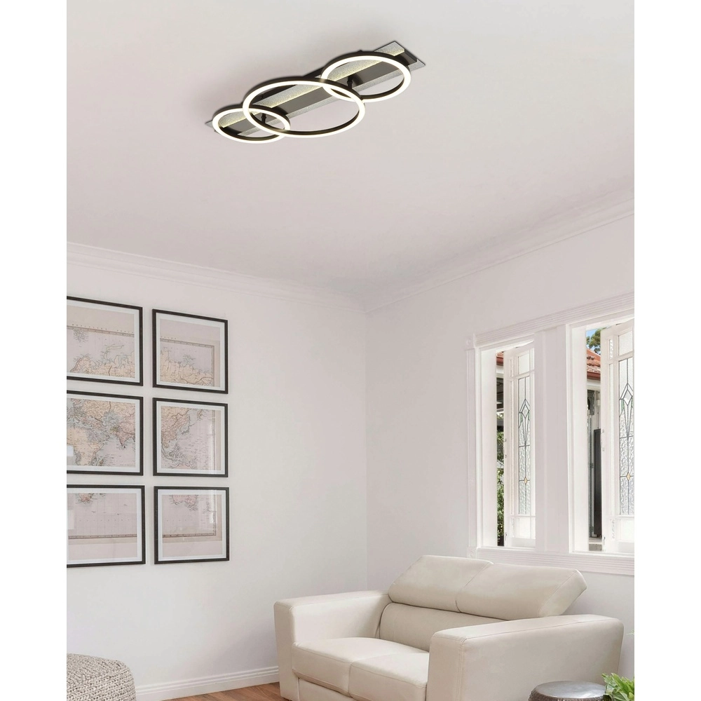 Lampe de plafond noire Norberto 3 anneaux d’accord Globo 9007371569830