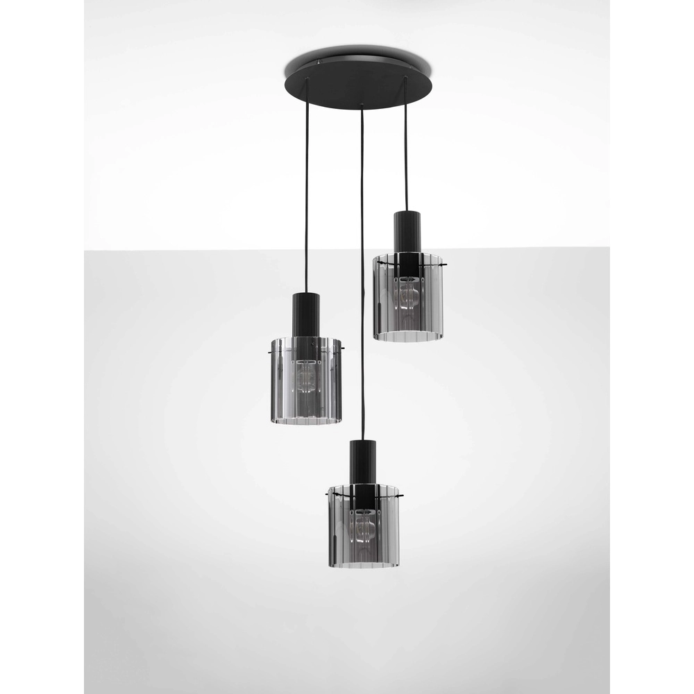 Suspension design Mirbi 3 lumières noir rond Lyora 5212017468437