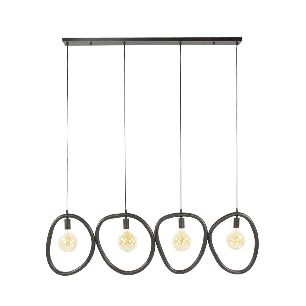Lampe pendante Anneaux Pebble Noir arctique - 4x E27 Lyora 8716803511019