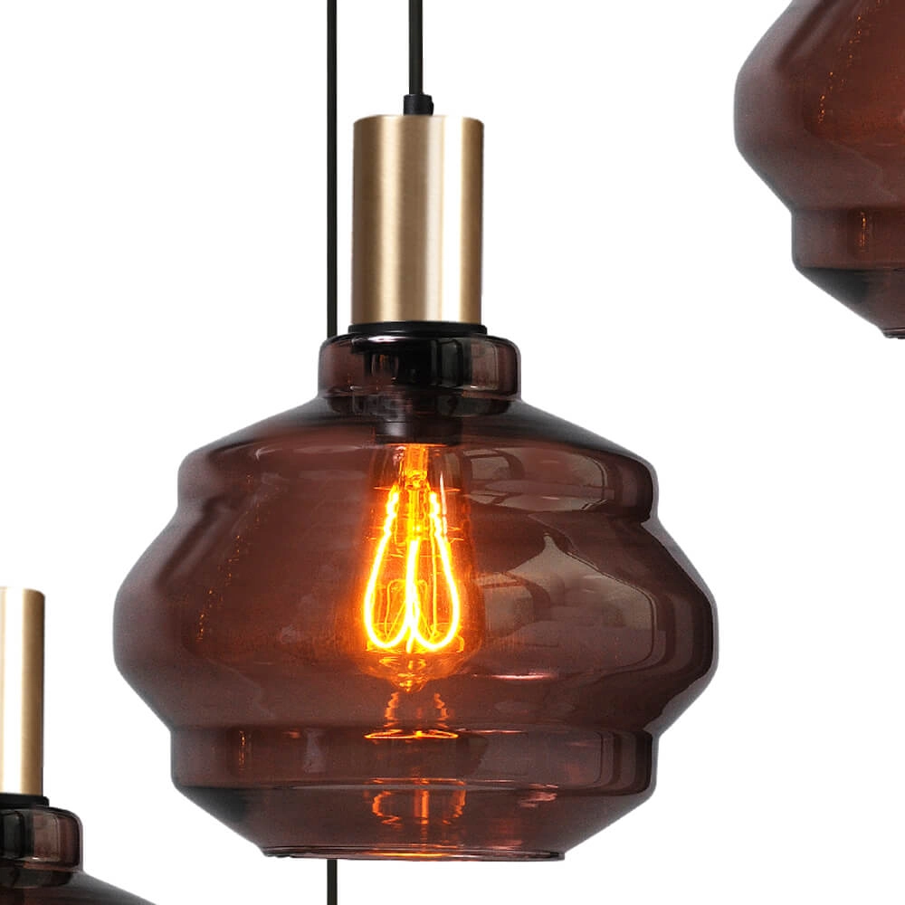 Suspension loft 5 lumières - dorée - Porto avec verres Ball rouges - Ø 24cm Masterlight 8718121270982