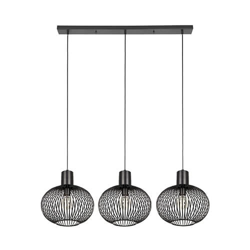 Lampe suspendue pour salle à manger Gila 3 lumières - noir Trio 4017807617573