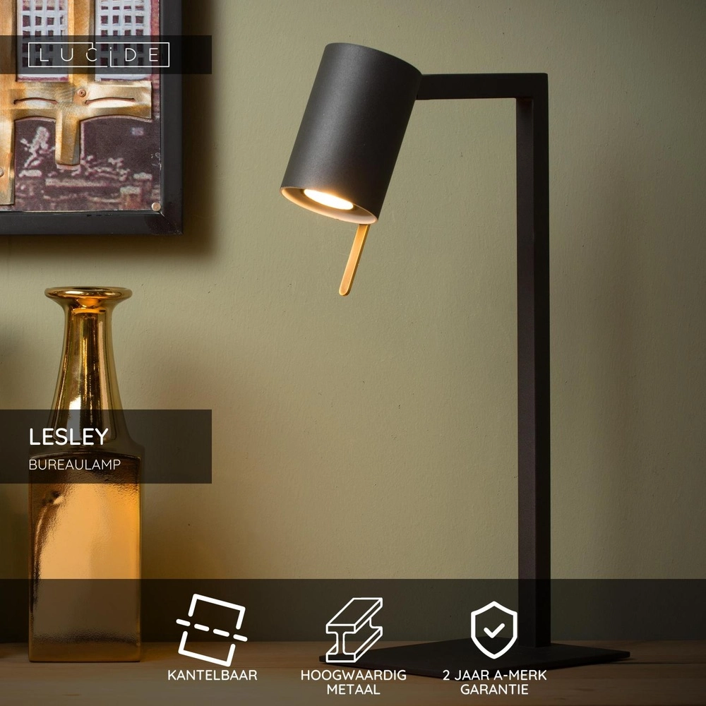 Lampe de bureau moderne Lesley Noir Lucide 5411212031129