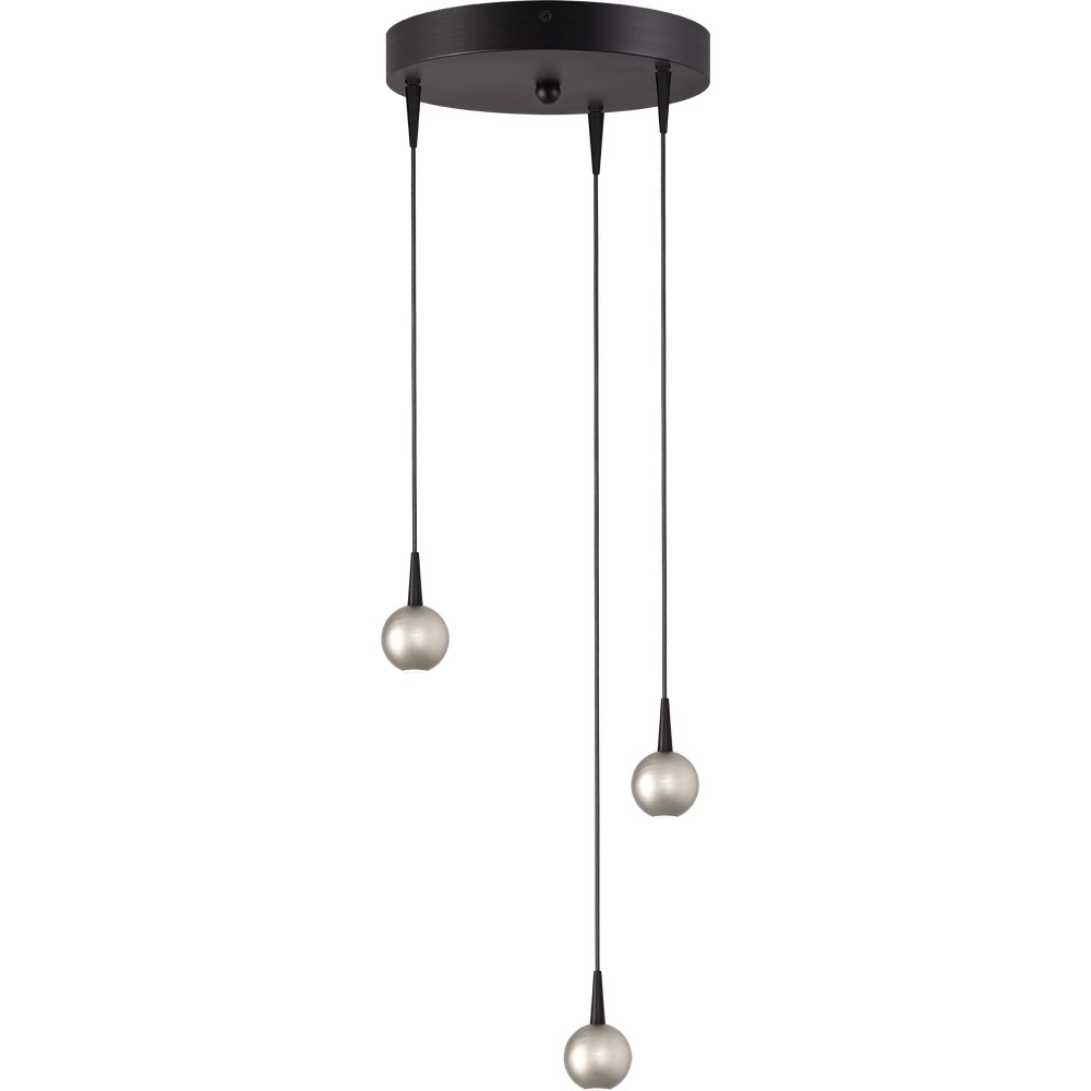Lampe pendante à 3 lampes Talana noir avec nickel Ø 17cm DTW