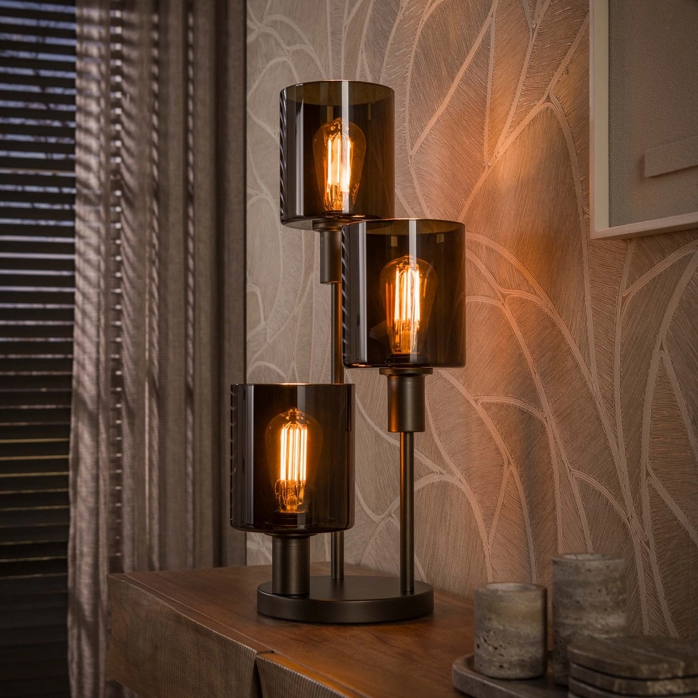 Lampe de table de conception Sepiora Marron Sienne à 3 clairs