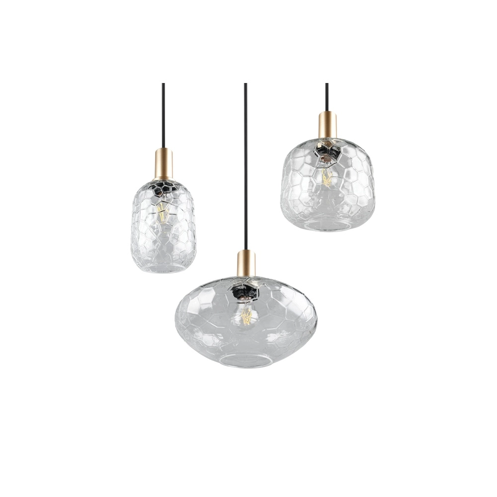 Lampe pendante à 3 lampes Emelie Or avec verre fumé Trio 4017807702552