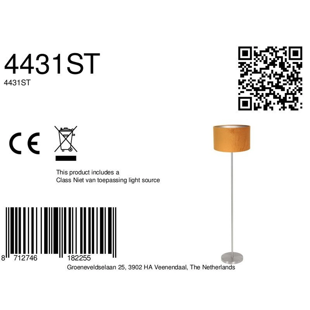 Lampadaire Noor avec capuchon doré Steinhauer 8712746182255