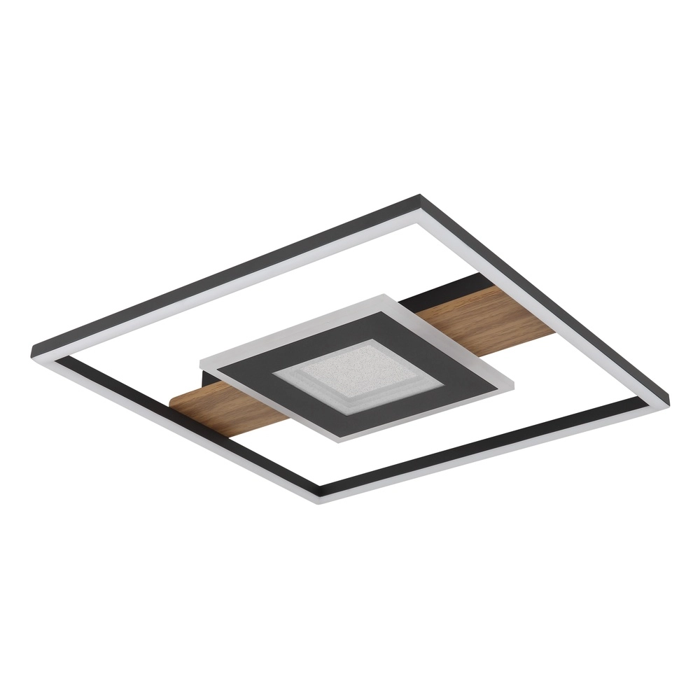 Lampe de plafond élégante Pikara noir avec bois Globo 9007371465712