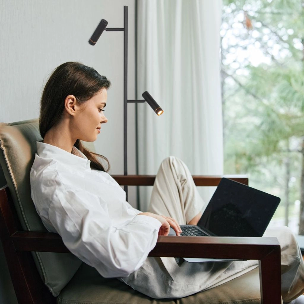 Lampe sur pied à deux lampes Lumo Noir Steinhauer 8712746184686