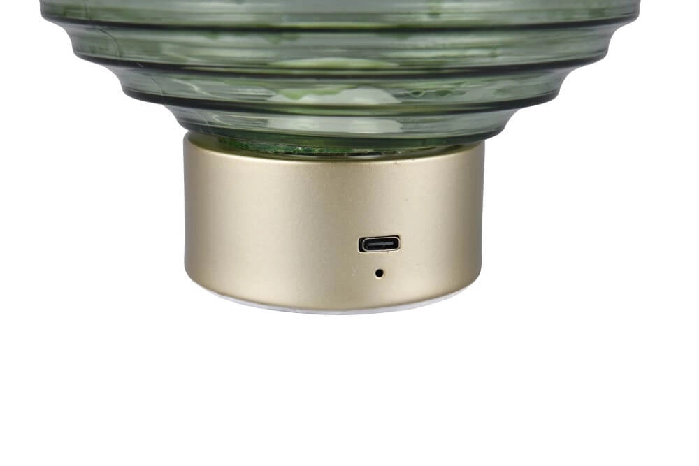 Lampe de table rechargeable dorée Earl verre vert Trio 4017807601947