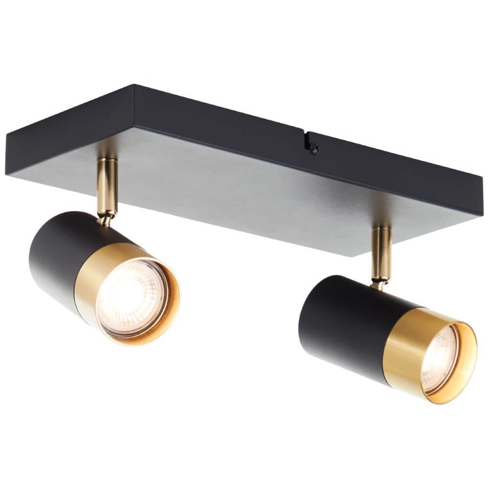 Spot en saillie 2 lumières Vigolo noir avec du bronze Brilliant 4004353441325