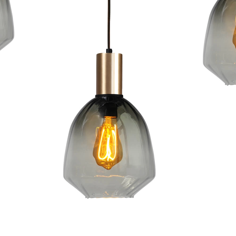 Lampe suspendue 5 lumières - dorée - Porto avec des lunettes vertes Nicolette Masterlight 8718121270357