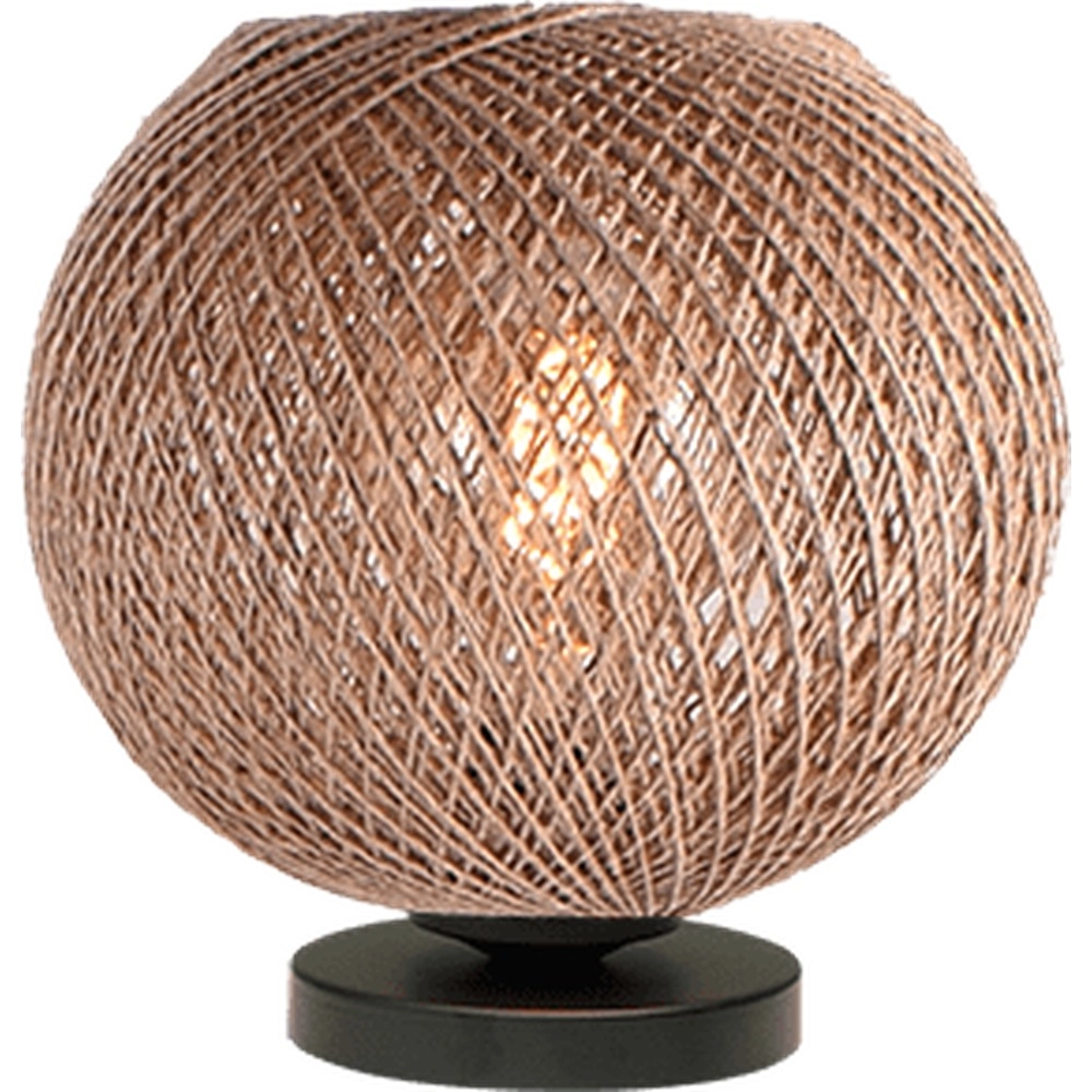 Lampe de table Corda noir avec rotin Ø 20cm