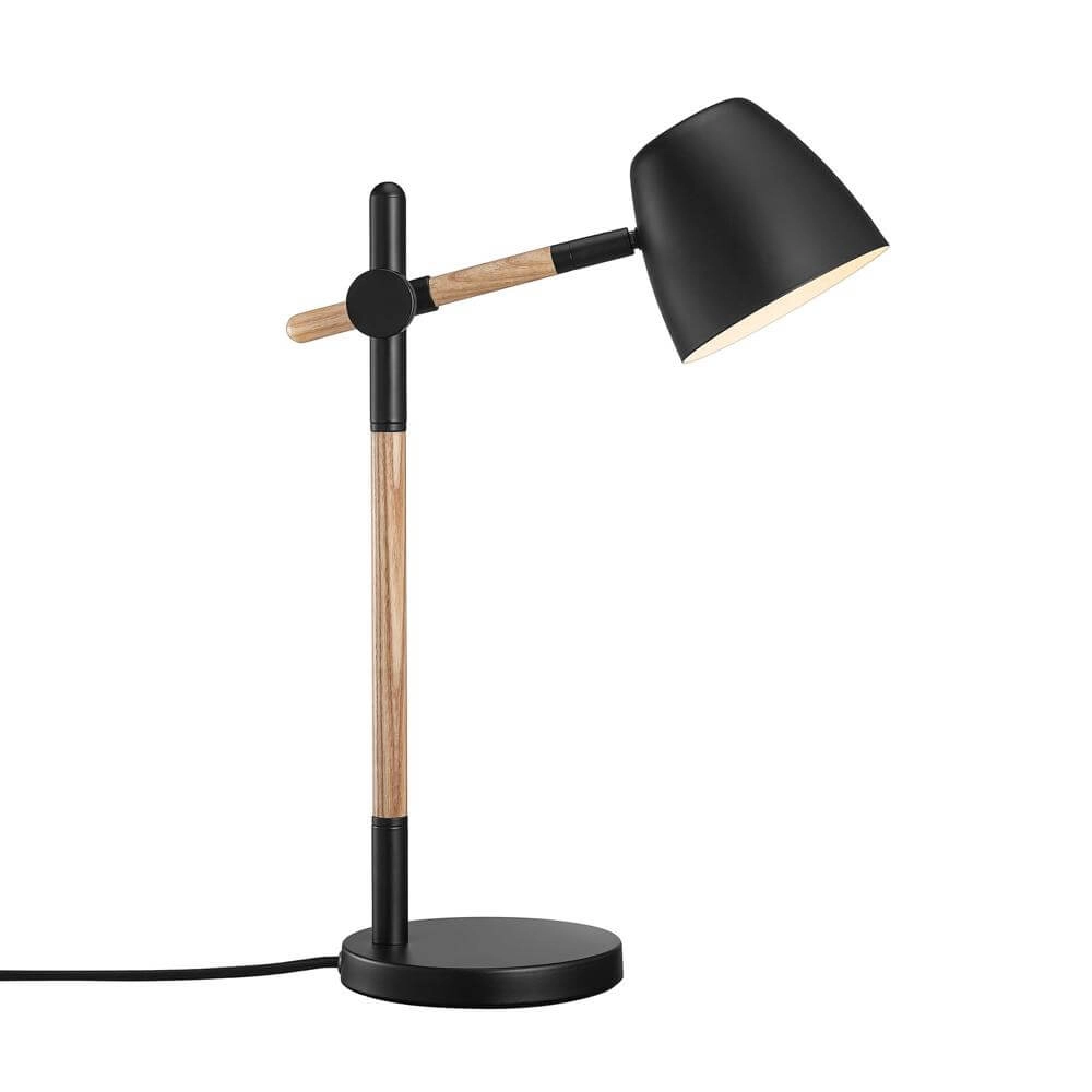Lampe de table Theo noir avec bois Lampe de table Theo noir avec bois