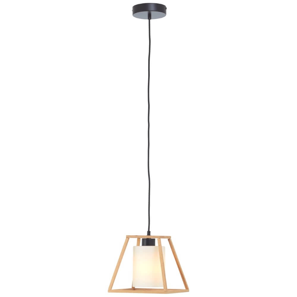 Lampe suspendue en bois Giseh pyramide 23 x 23cm
