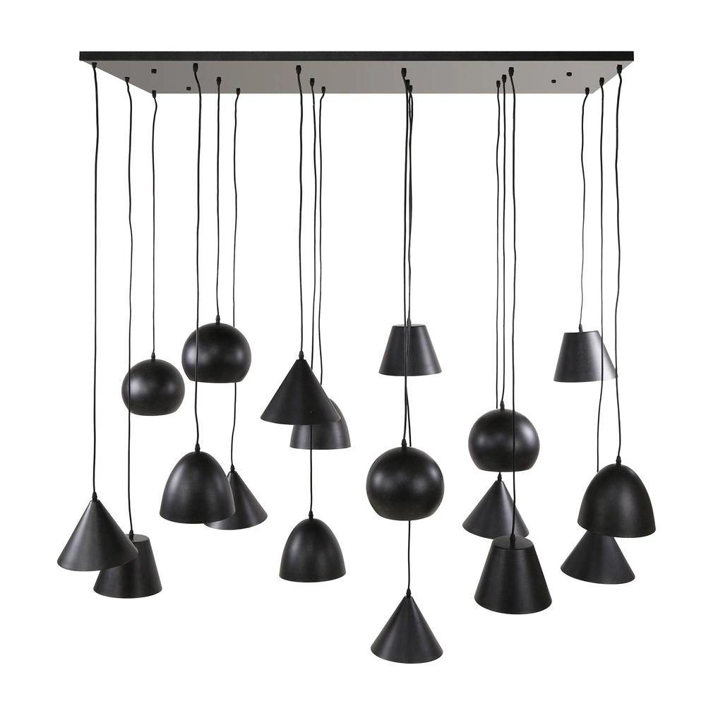 Lampe pendante XXL Metal 18 lumières - noir Lyora 8716803512313