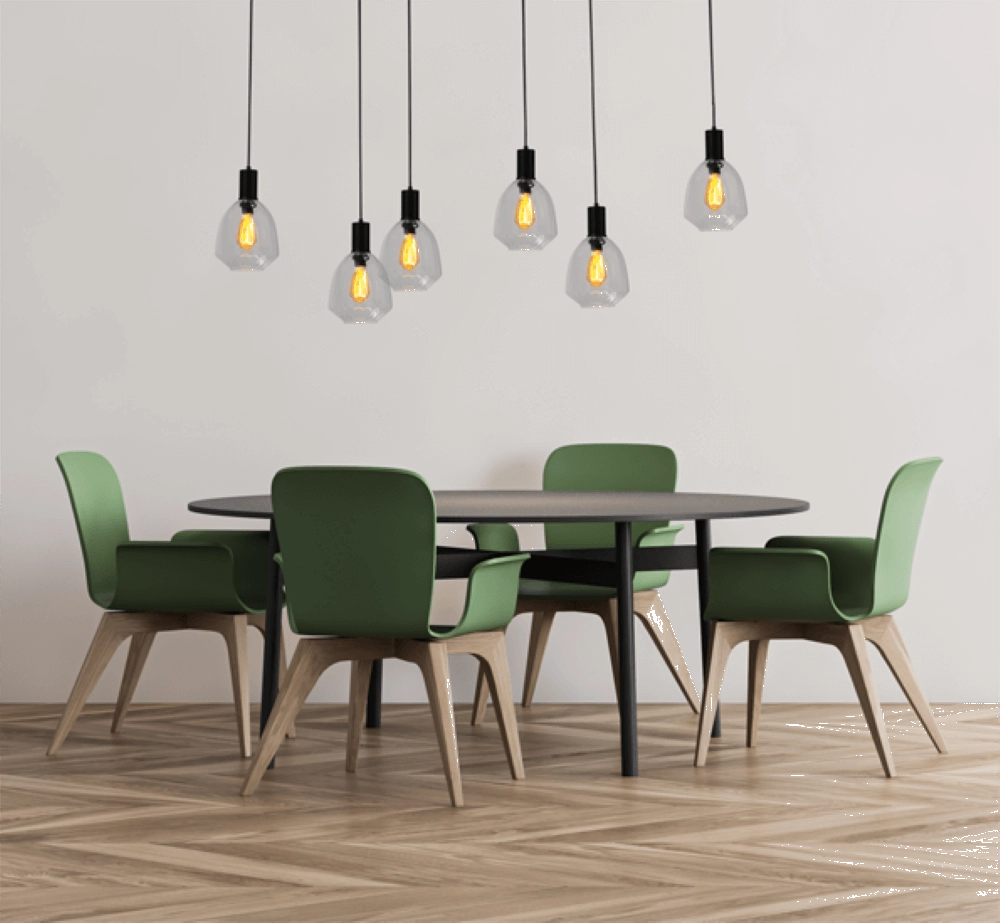 Lampe suspendue 6 lumières - noire - Porto avec verres transparents Nicolette Masterlight 8718121270616