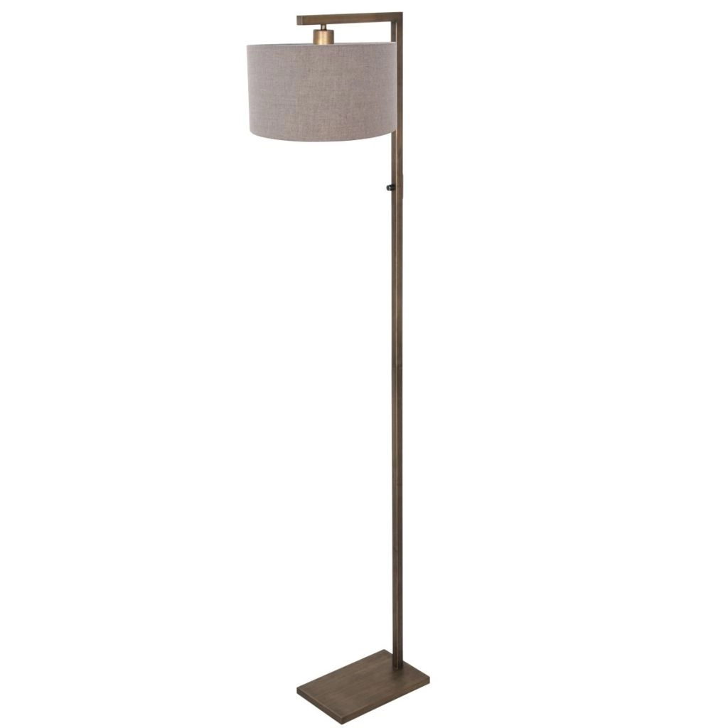 Lampe sur pied en bronze Stang avec capuche grise