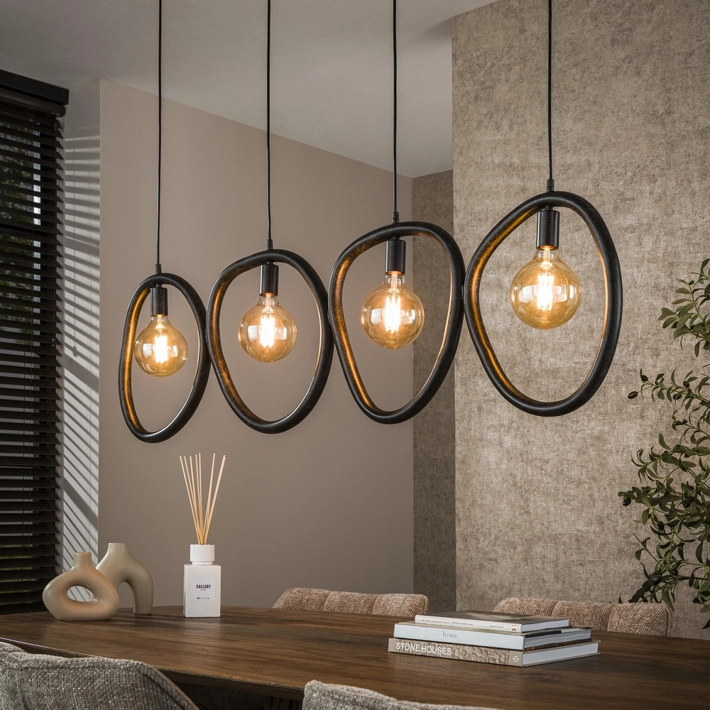 Lampe pendante Anneaux Pebble Noir arctique - 4x E27
