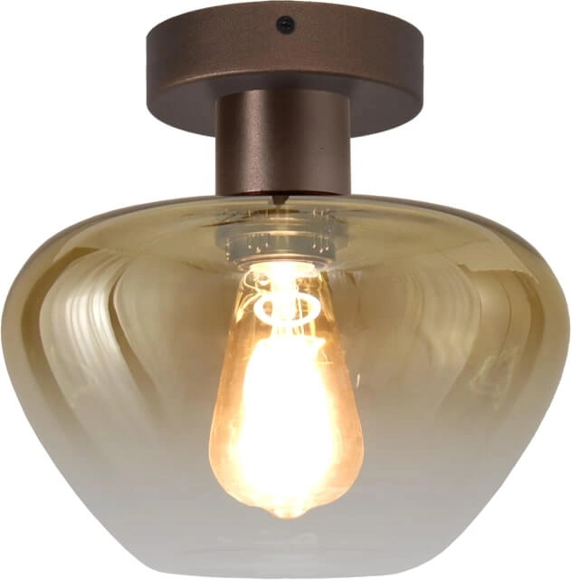 Plafonnier Genua marron avec verre doré Ø 24cm Plafonnier Genua marron avec verre doré Ø 24cm